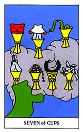 Lá Seven of Cups trong bộ Gummy Bear Tarot