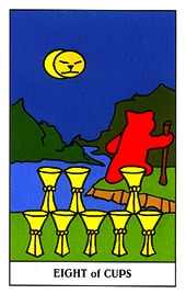 Lá Eight of Cups trong bộ Gummy Bear Tarot