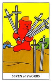 Lá Seven of Swords trong bộ Gummy Bear Tarot