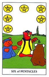 Lá Six of Pentacles trong bộ Gummy Bear Tarot