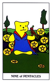 Lá Nine of Pentacles trong bộ Gummy Bear Tarot
