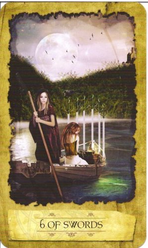 Ý nghĩa lá 6 of Swords trong bộ Mystic Dreamer Tarot
