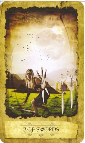 Ý nghĩa lá 7 of Swords trong bộ Mystic Dreamer Tarot