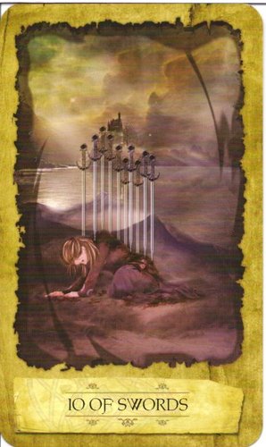 Ý nghĩa lá 10 of Swords trong bộ Mystic Dreamer Tarot
