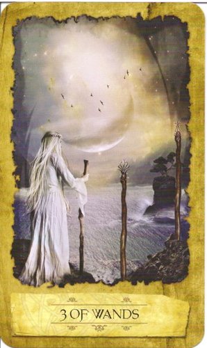 Ý nghĩa lá 3 of Wands trong bộ Mystic Dreamer Tarot
