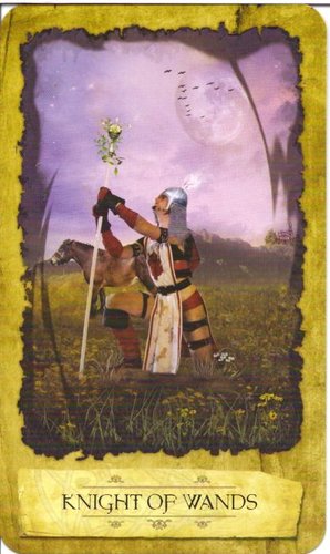 Ý nghĩa lá Knight of Wands trong bộ Mystic Dreamer Tarot