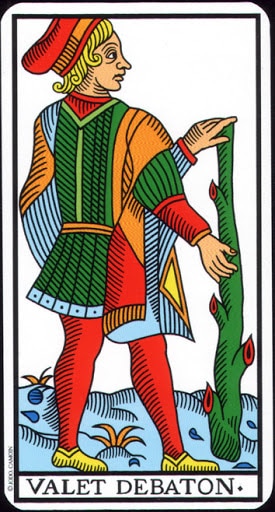 Ý nghĩa lá Knave of Wands trong bộ Tarot of Marseilles