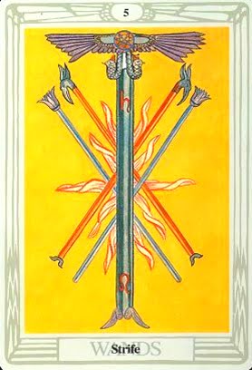 Ý nghĩa lá Five of Wands trong bộ bài Aleister Crowley Thoth Tarot
