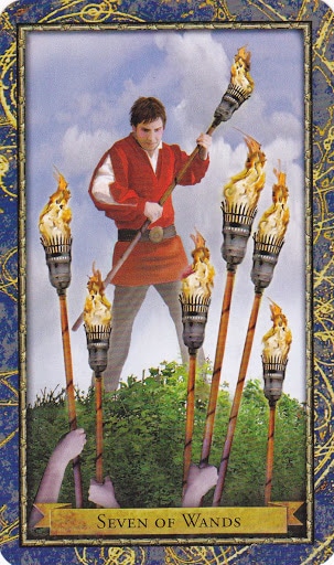 Ý nghĩa lá 7 of Wands trong bộ Wizards Tarot