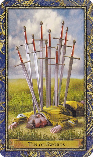 Ý nghĩa lá 10 of Swords trong bộ Wizards Tarot