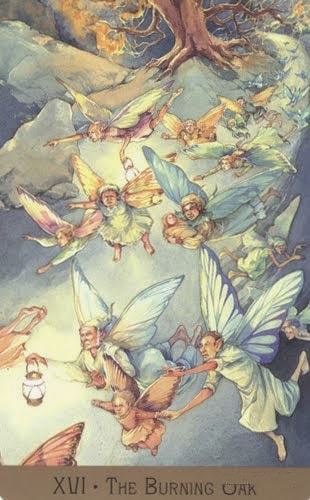 Lá 16. The Burning Oak – Victorian Fairy Tarot