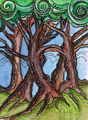 Lá Five of Wands – Tarot of Trees