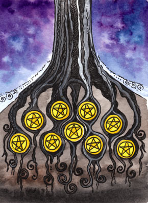 Lá Nine of Pentacles – Tarot of Trees