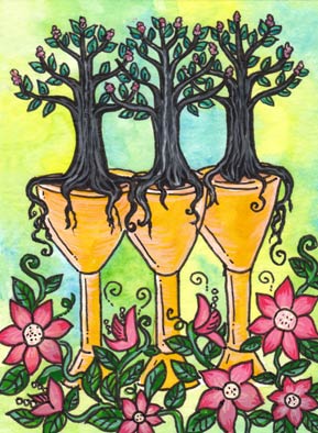 Lá Three of Cups – Tarot of Trees