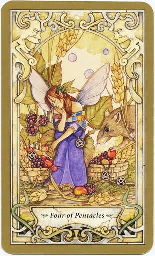 Lá 4 of Pentacles - Mystic Faerie Tarot 2023