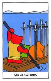 Lá Six of Swords trong bộ Gummy Bear Tarot