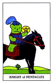 Lá Knight of Pentacles trong bộ Gummy Bear Tarot