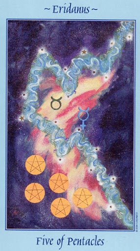 Lá Five of Pentacles - Celestial Tarot