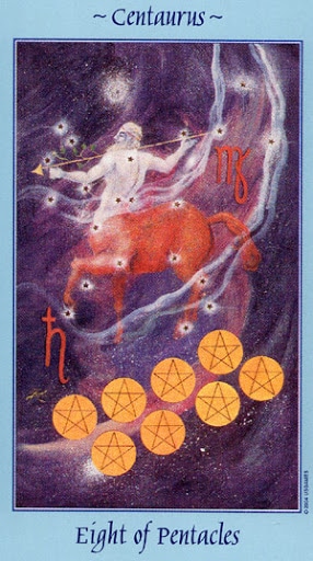 Lá Eight of Pentacles - Celestial Tarot