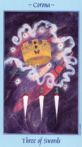 Lá Three of Swords - Celestial Tarot