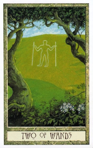 Ý nghĩa lá Two of Wands trong bộ Druidcraft Tarot
