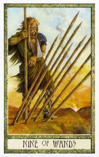 Ý nghĩa lá Nine of Wands trong bộ Druidcraft Tarot