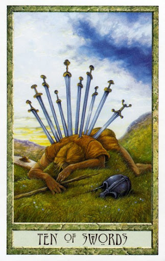 Ý nghĩa lá Ten of Swords trong bộ Druidcraft Tarot