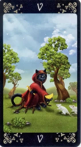 Ý nghĩa lá V. The Hierophant trong bộ Black Cats Tarot