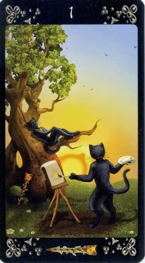 Ý nghĩa lá Ace of Wands trong bộ Black Cats Tarot
