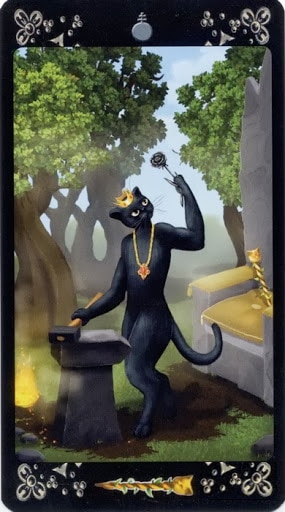Ý nghĩa lá King of Wands trong bộ Black Cats Tarot