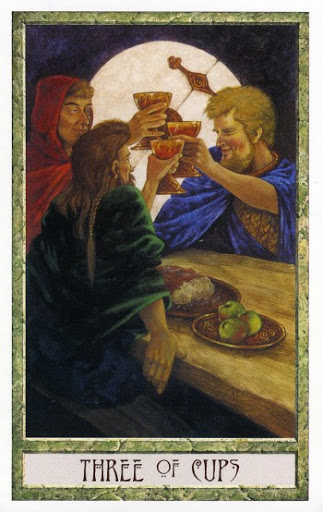 Ý nghĩa lá Three of Cups trong bộ Druidcraft Tarot