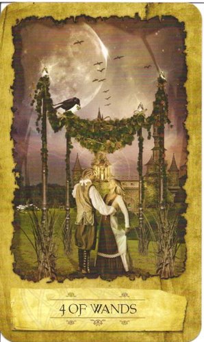 Ý nghĩa lá 4 of Wands trong bộ Mystic Dreamer Tarot