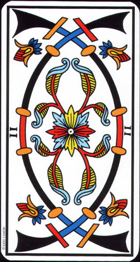 Ý nghĩa lá 2 of Swords trong bộ Tarot of Marseilles