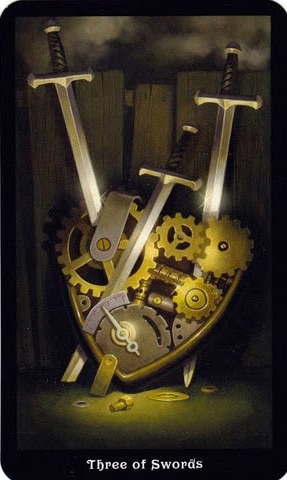 Ý nghĩa lá 3 of Swords trong bộ Steampunk Tarot