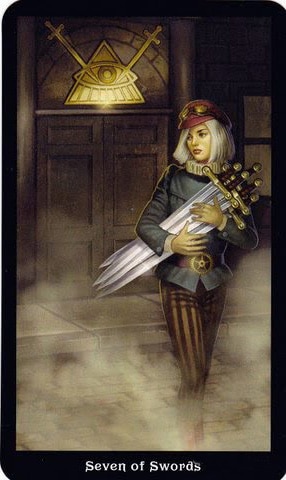Ý nghĩa lá 7 of Swords trong bộ Steampunk Tarot
