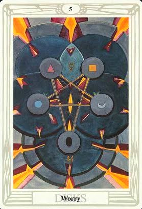 Ý nghĩa lá Five of Disks trong bộ bài Aleister Crowley Thoth Tarot