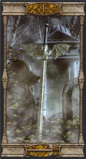 Ý nghĩa lá Ace of Swords trong bộ bài Vampires Tarot of the Eternal Night
