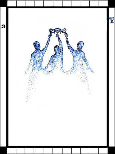 Lá 3 of Cups trong bộ bài Transparent Tarot