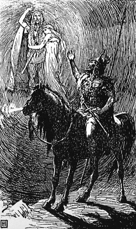 Hermóðr chia tay với Baldr và Nanna (1893) - tranh của George Percy Jacomb-Hood
