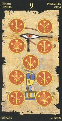 Ý nghĩa lá 9 of Pentacles trong bộ bài Egyptian Tarot