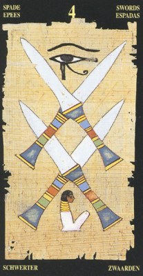 Ý nghĩa lá 4 of Swords trong bộ bài Egyptian Tarot
