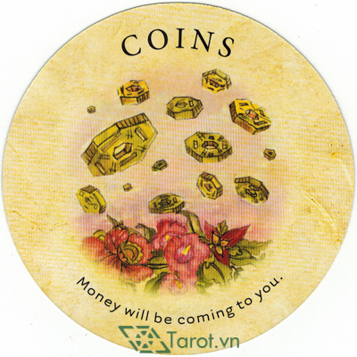 Ý nghĩa lá Coins trong bộ bài Tea Leaf Fortune Cards