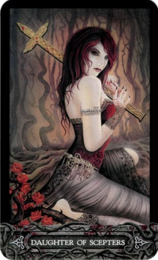 Ý nghĩa lá bài Daughter of Scepters trong bộ bài Tarot of Vampyres