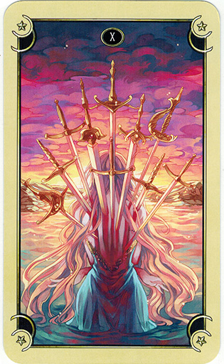 Ý nghĩa lá Ten of Swords trong bộ bài Mystical Manga Tarot